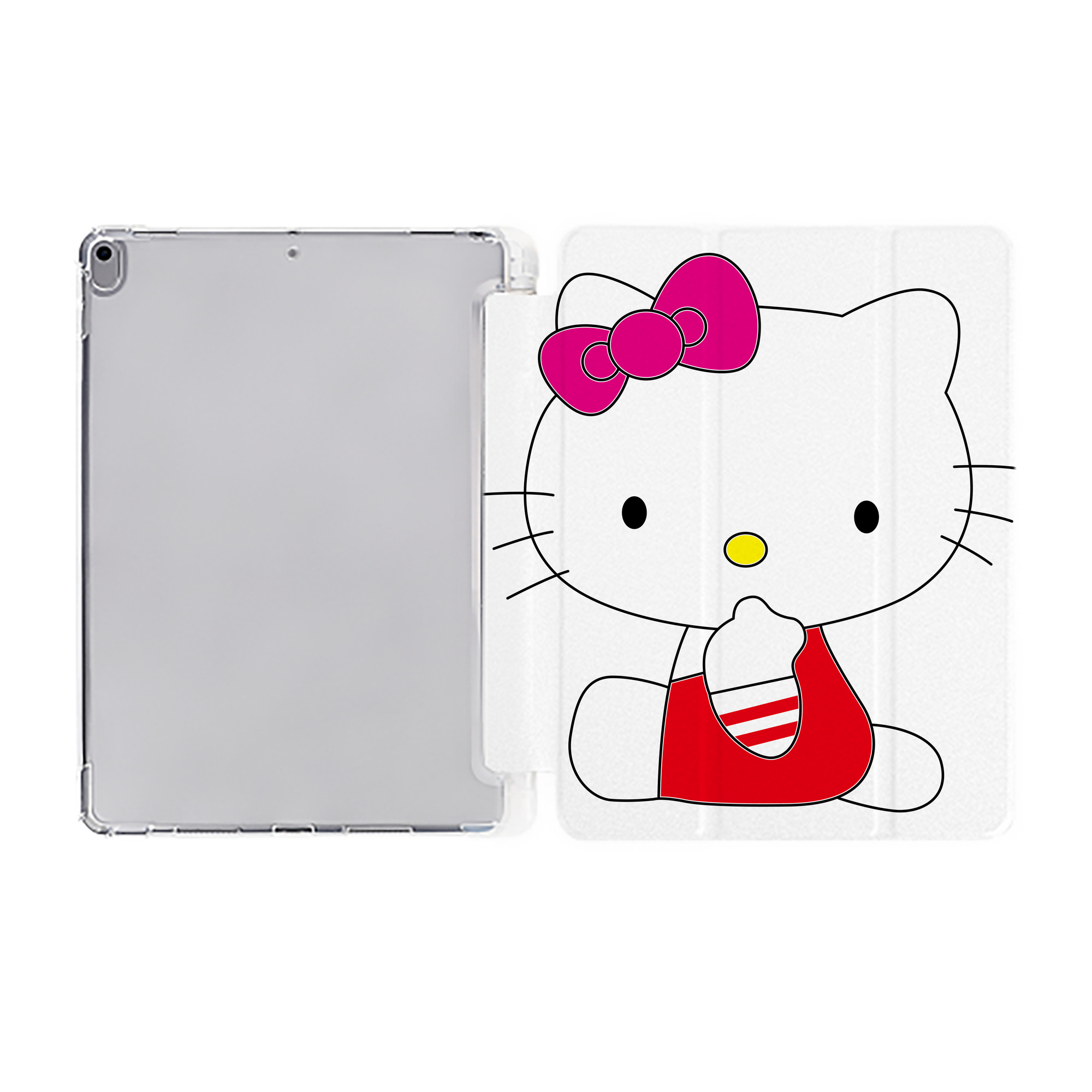 （画像用） Hello Kitty ハローキティ IPad ケース ペン収納付き 三つ折りスタンド PUレザー×シリコン 対応機種9.5/10.5/10.9インチ